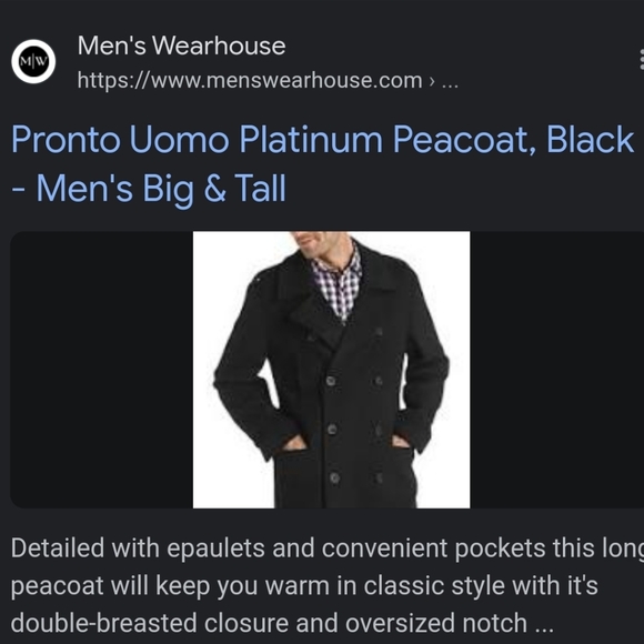 Classy Men's Warehouse Wool Peacoat - M - Picture 2 of 13